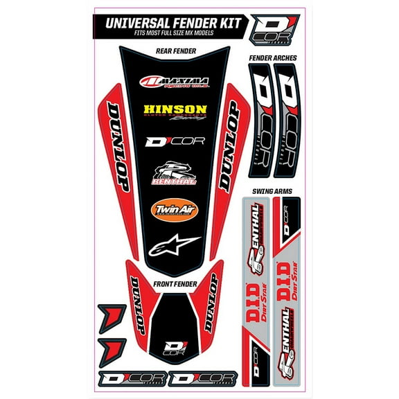 Universal Fender Trim Decals - Full Size - Red