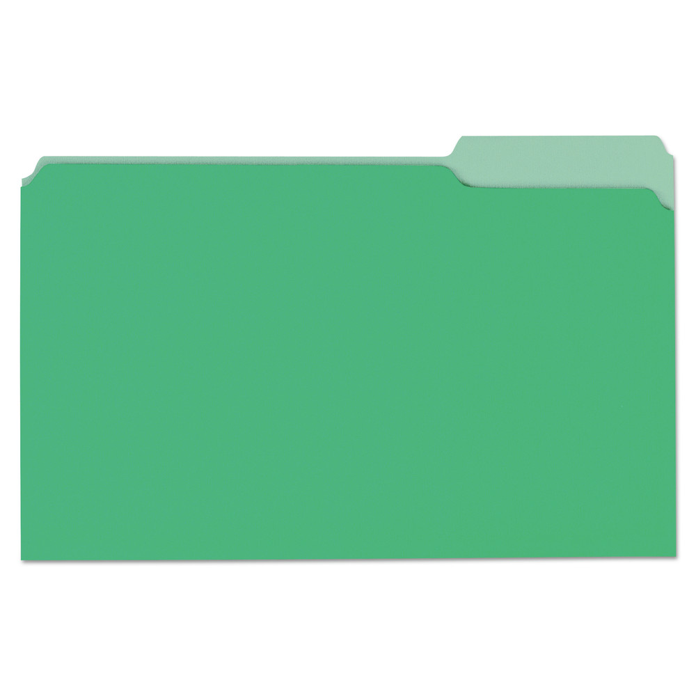 Universal File Folder, 1/3 Cut Tab, Legal, Bright Green, 100/Box