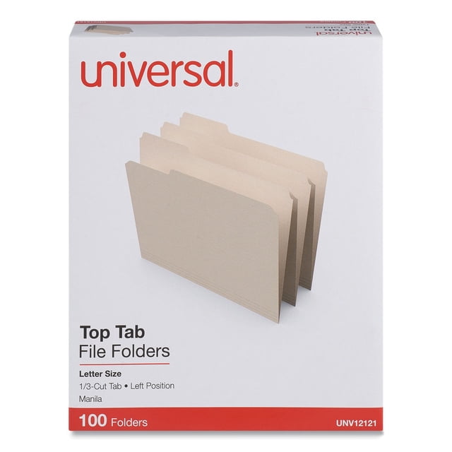 Universal File Folders, 1/3 Cut First Position, One-Ply Top Tab, Letter ...
