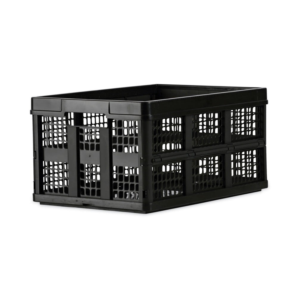 Universal Black Heavy-Duty Plastic Collapsible Filing Storage Tote