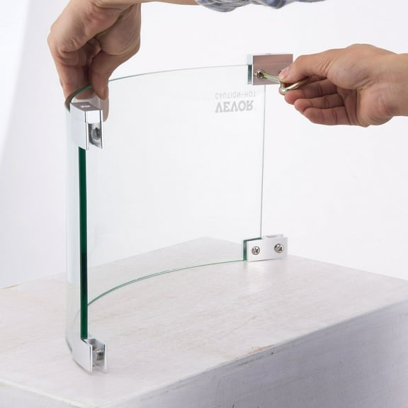 Universal Fire Table Accessory - 17 Inch Round Wind Guard Flame Shield, Clear Tempered Glass for Outdoor, Patio, Backyard Gas Fire Pits