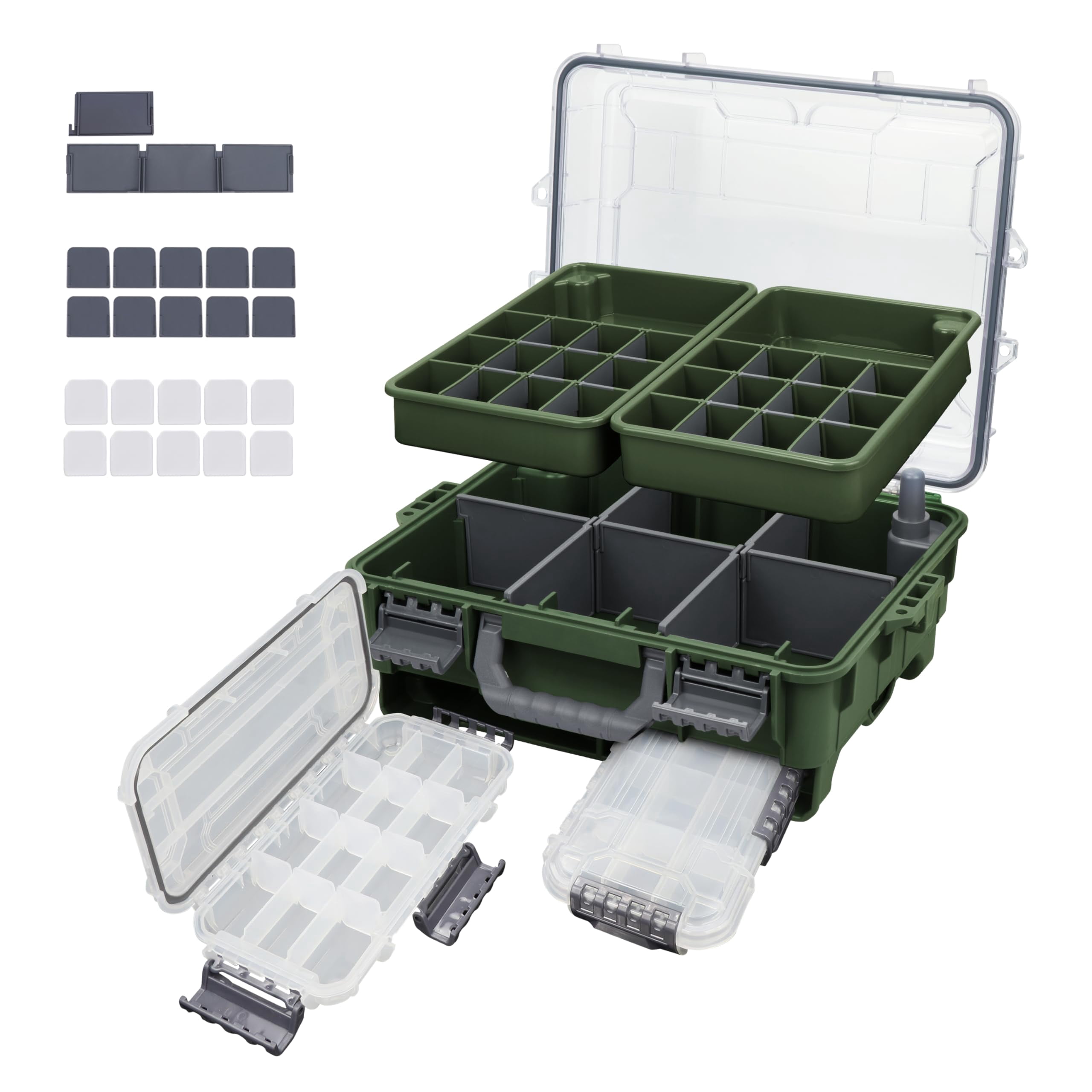 Universal Fishing Tackle Box With Two Small Tray  Removal Inside Design Waterproof Trunk Storage Thicker Floating Airtight Stowaway Xmas Surprise Gifts For Men Women