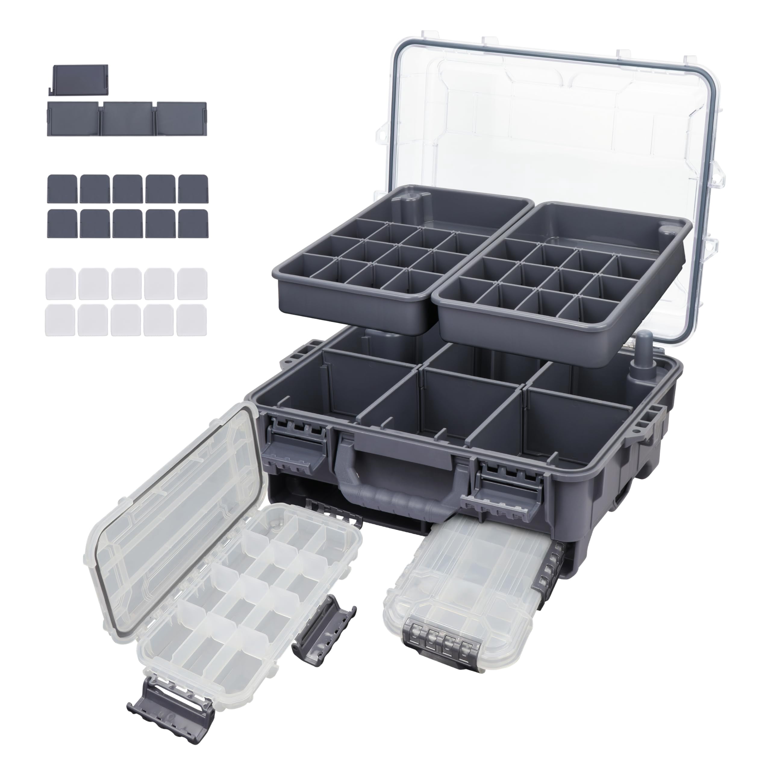 Universal Fishing Tackle Box With Two Small Tray  Removal Inside Design Waterproof Trunk Storage Thicker Floating Airtight Stowaway Xmas Surprise Gifts For Men Women