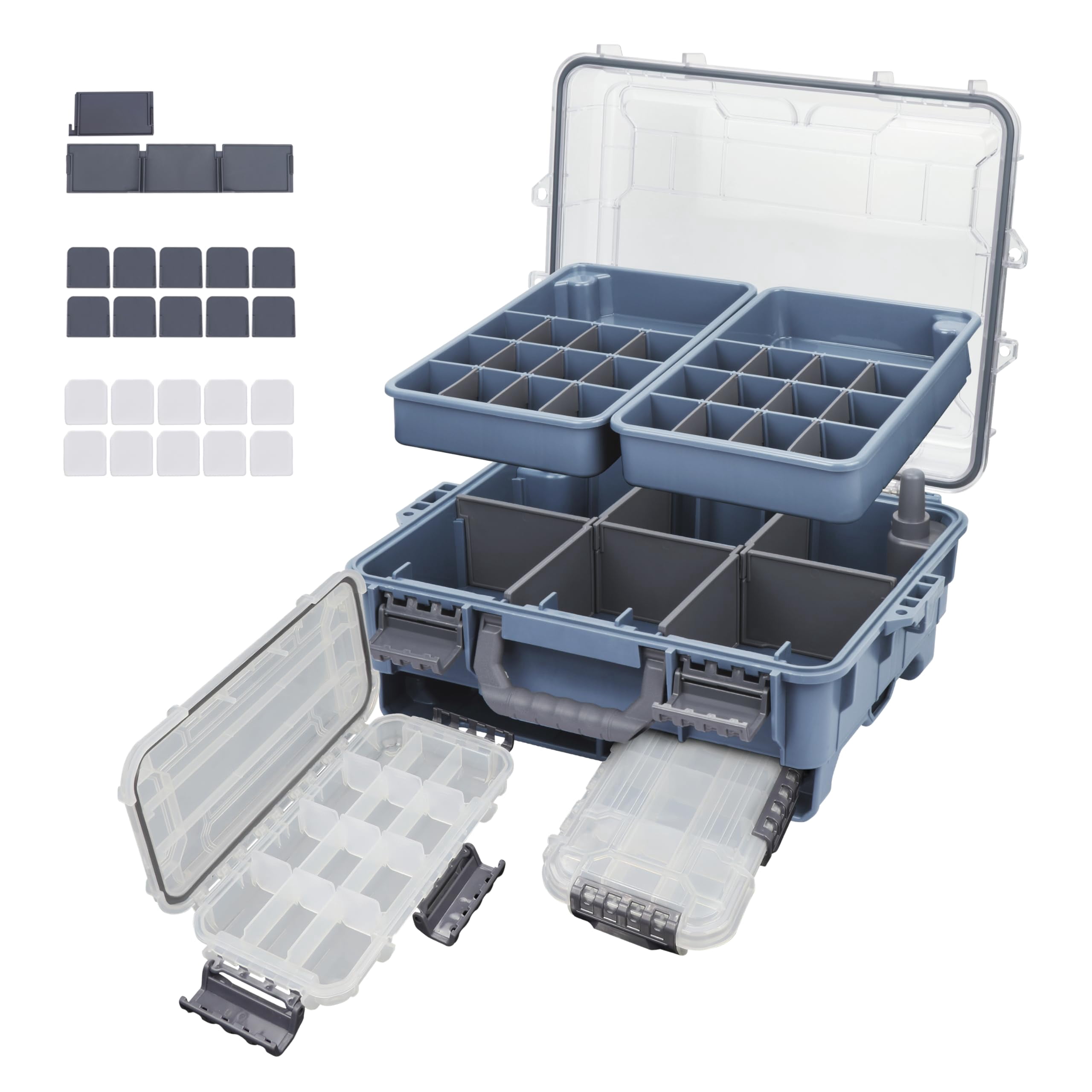 Universal Fishing Tackle Box With Two Small Tray  Removal Inside Design Waterproof Trunk Storage Thicker Floating Airtight Stowaway Xmas Surprise Gifts For Men Women
