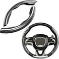thumbnail image 1 of Universal Fit 14.5“-16” Carbon Fiber Steering Wheel Cover, BenLoc Hard Car Steering Wheel Cover Protector High Gloss Black, 1 of 8