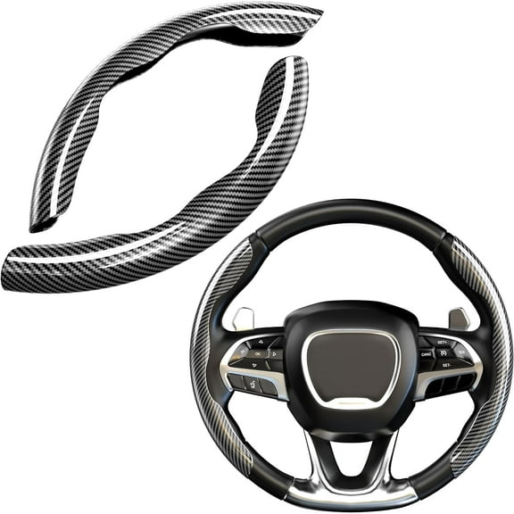 Universal Fit 14.5“-16” Carbon Fiber Steering Wheel Cover, BenLoc Hard Car Steering Wheel Cover Protector High Gloss Black