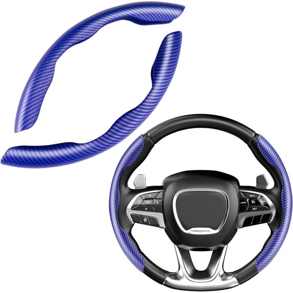 Universal Fit 14.5“-16” Carbon Fiber Steering Wheel Cover, BenLoc Hard Car Steering Wheel Cover Protector Matte Blue