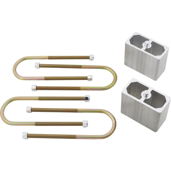 Universal Fit 4" Lowering Leaf Spring Block Kit with U-Bolts & Hardware for Compatible Vehicles/Trucks