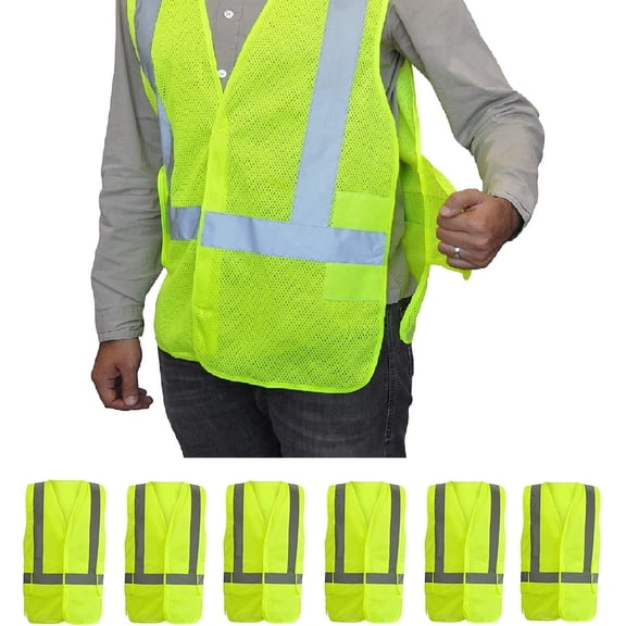 Universal Fit ANSI Class 2 Reflective Vest, Breathable High Visibility Work Vest for Traffic Control, Joggers, Baggage Handlers, Reinforced Seams, Yellow