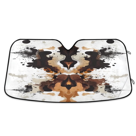 Universal Fit Accordion Auto Sunshade Windshield Sunshade 53'' x 23.5'' Flowing Black and Brown Lines