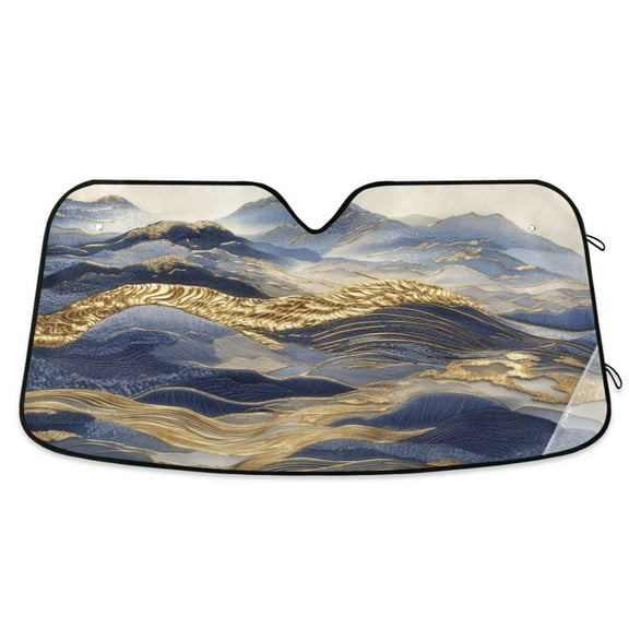 Universal Fit Accordion Auto Sunshade Windshield Sunshade 53'' x 23.5'' Flowing Liquid Gold