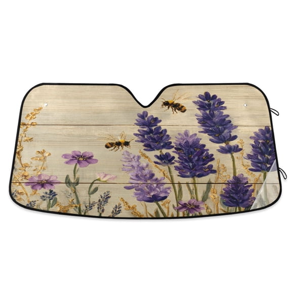 Universal Fit Accordion Auto Sunshade Windshield Sunshade 53'' x 23.5'' Lavender Sea