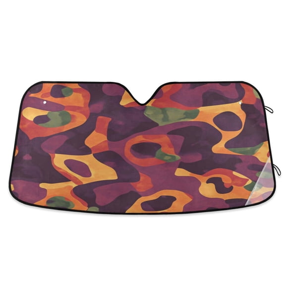 Universal Fit Accordion Auto Sunshade Windshield Sunshade 55'' x 27.6'' Abstract Pizza Pattern