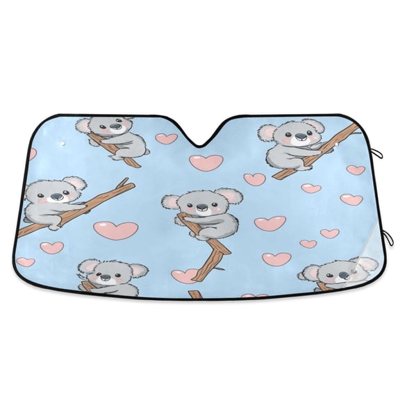 Universal Fit Accordion Auto Sunshade Windshield Sunshade 55'' x 27.6'' Cute Koala Pattern