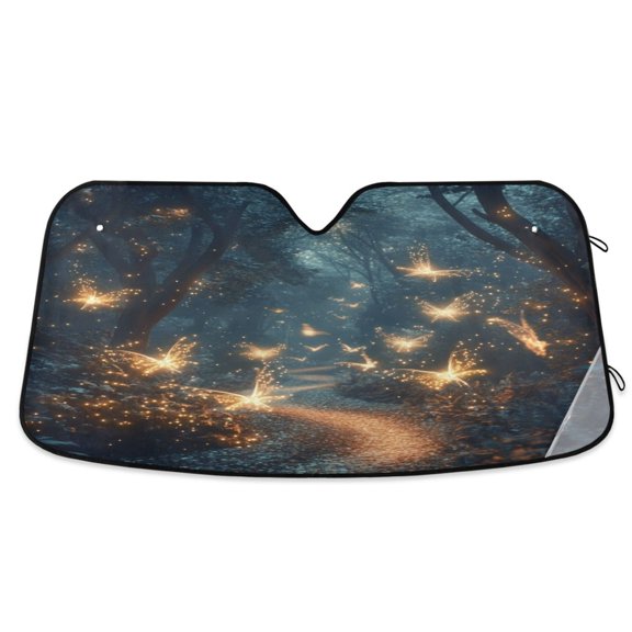 Universal Fit Accordion Auto Sunshade Windshield Sunshade 55'' x 27.6'' Fantasy Forest at Night