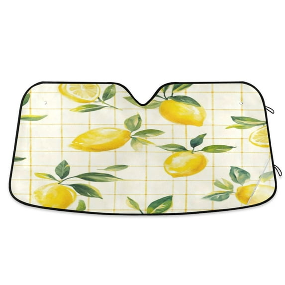 Universal Fit Accordion Auto Sunshade Windshield Sunshade 55'' x 27.6'' Lemons and Leaves