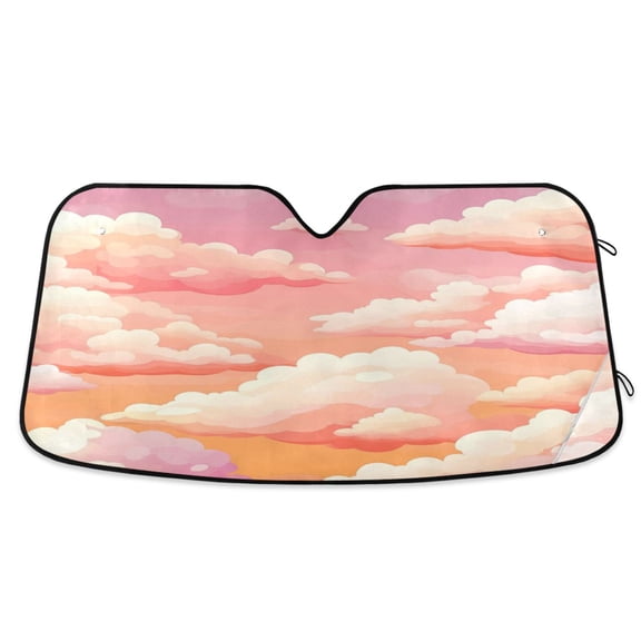 Universal Fit Accordion Auto Sunshade Windshield Sunshade 55'' x 27.6'' Orange Sky with Clouds