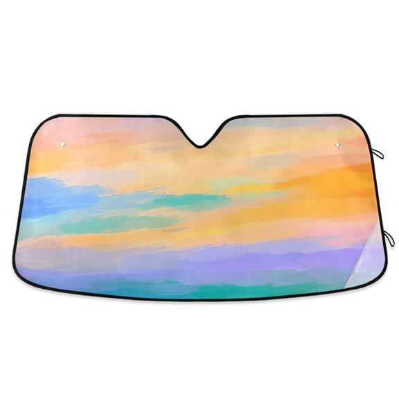 Universal Fit Accordion Auto Sunshade Windshield Sunshade 55'' x 27.6'' Sky with Sunset