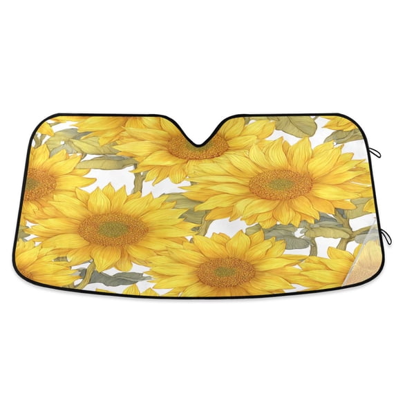 Universal Fit Accordion Auto Sunshade Windshield Sunshade 55'' x 27.6'' Sunflowers Pattern