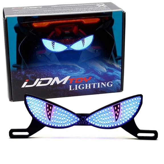 Universal Fit Blue "Owl Eye" Deisgn Motorcycle License Plate Frame Mount LED Strobe Lighting Kit For Motorcycle, ATV, Dirt Bike, etc