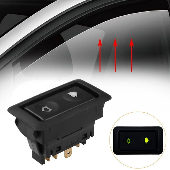 Universal Fit Car Power Window Switches 6 Pins Momentary Electric Power Window Switches for Car Door Power Electric Control (Black)