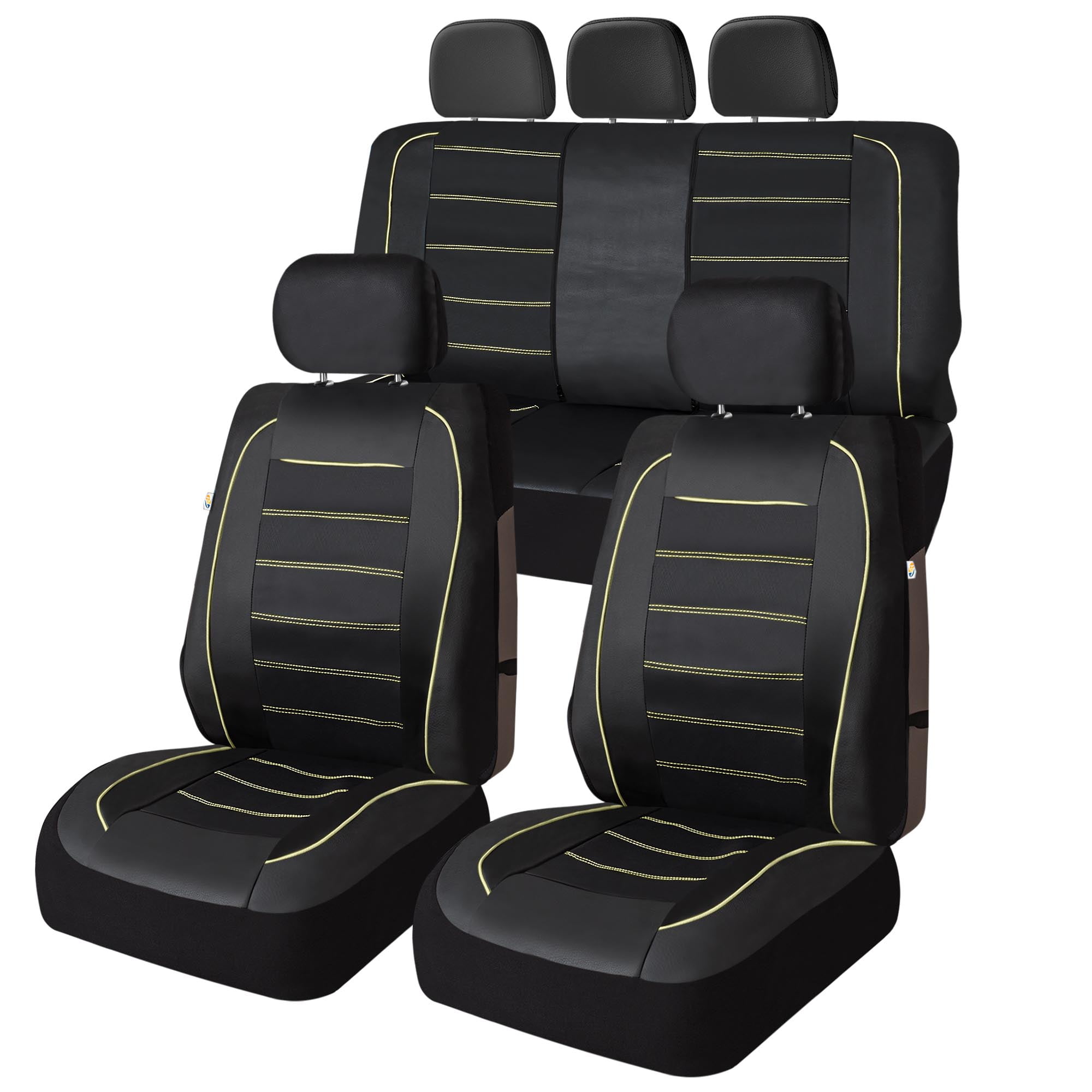 Universal Fit Car Seat Cover – Full Set of Automotive Car Seat Covers, Premier Leatherette Seat Covers, Water-resistant Seat Protector for Cars, Trucks, SUVs and Vans