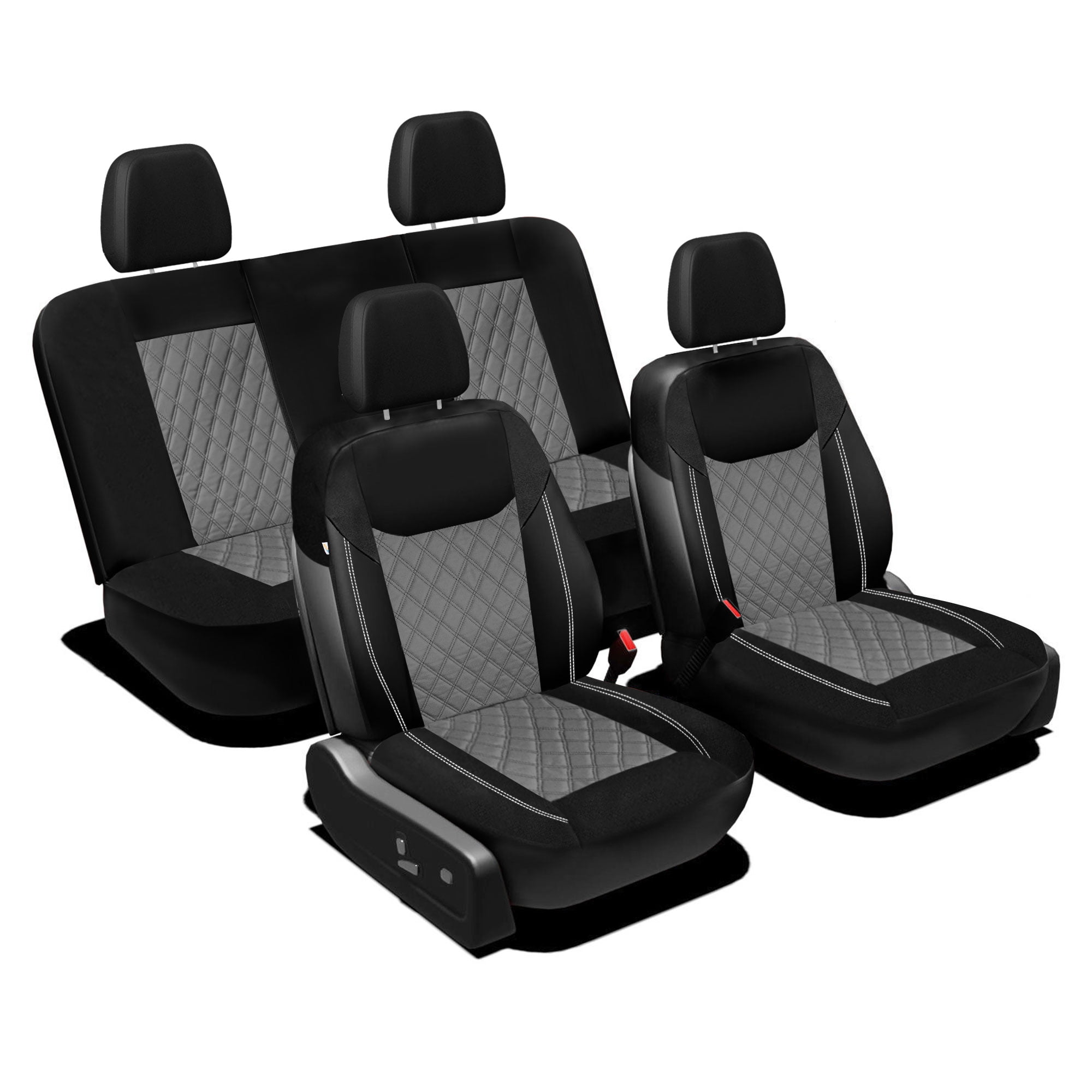 Universal Fit Car Seat Cover – Full Set of Automotive Car Seat Covers, Ultra-Modern Quilted Leatherette Seat Covers, Water-resistant Seat Protector for Cars, Trucks, SUVs and Vans