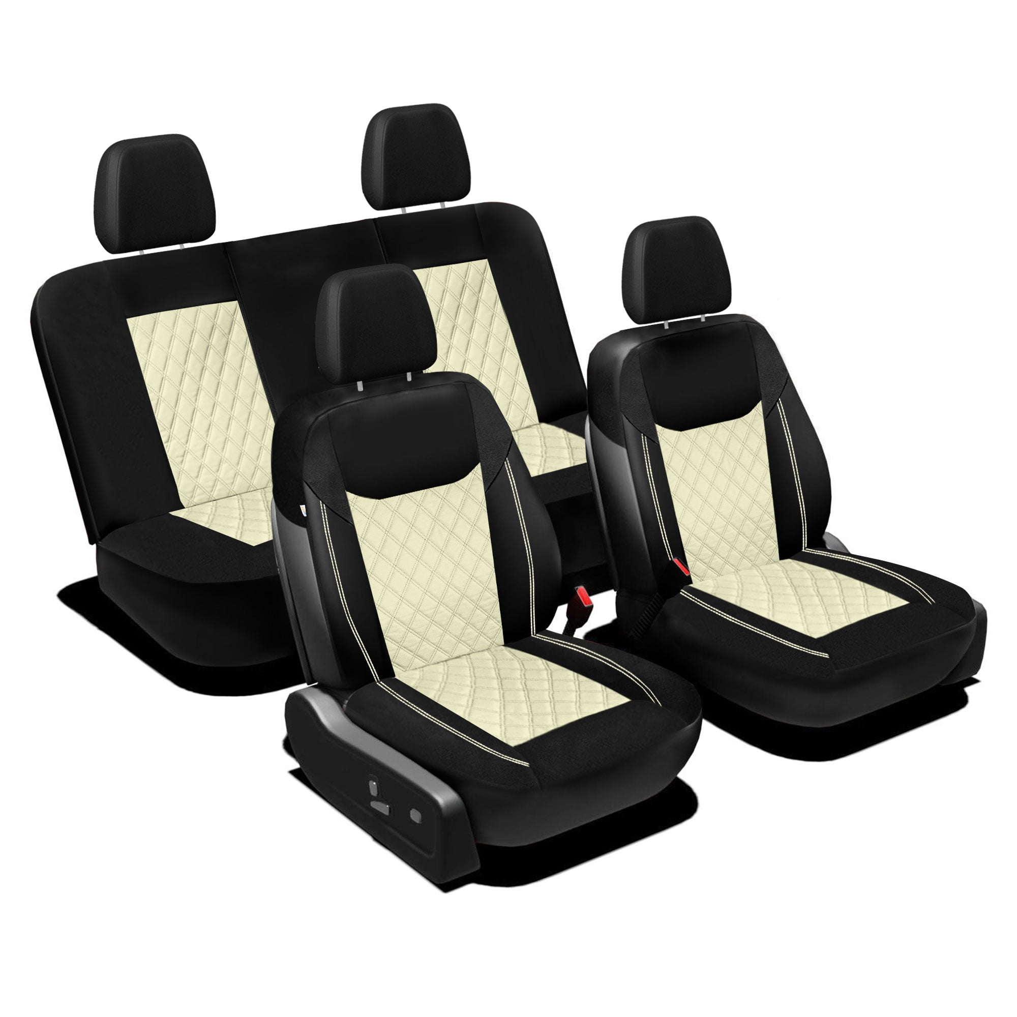 Universal Fit Car Seat Cover – Full Set of Automotive Car Seat Covers, Ultra-Modern Quilted Leatherette Seat Covers, Water-resistant Seat Protector for Cars, Trucks, SUVs and Vans