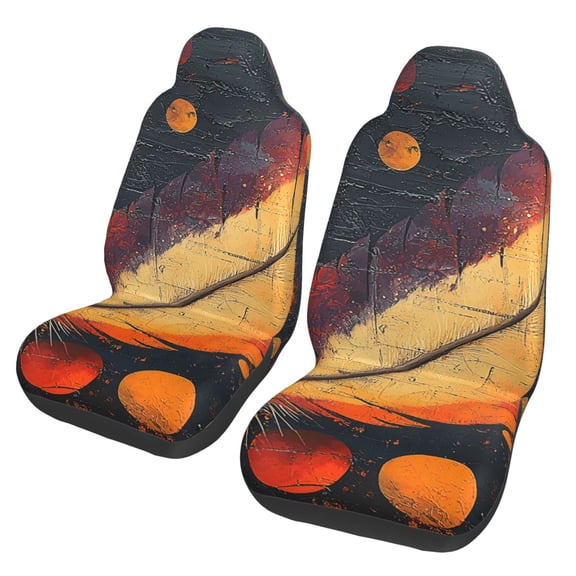 Universal Fit Car Seat Covers, Set of 2, Breathable Bucket Seat Protectors for Cars, SUVs, Trucks, Vans, Feather Native American Retro