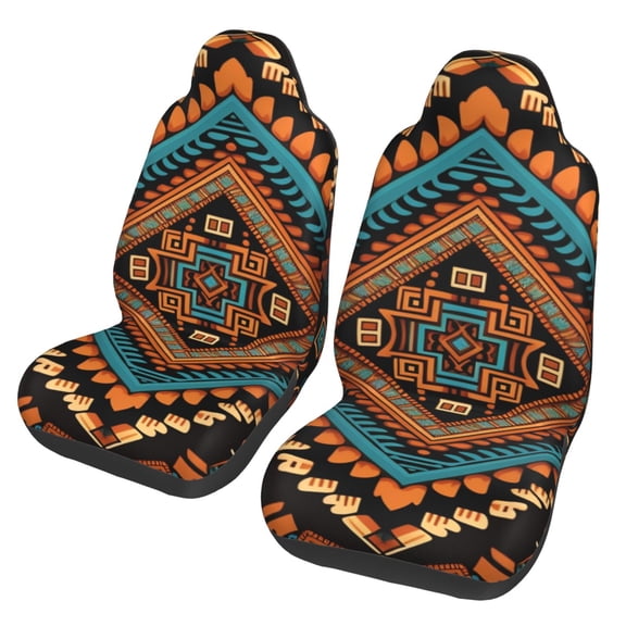 Universal Fit Car Seat Covers, Set of 2, Breathable Bucket Seat Protectors for Cars, SUVs, Trucks, Vans, Native Southwest Tribal Indian Aztec