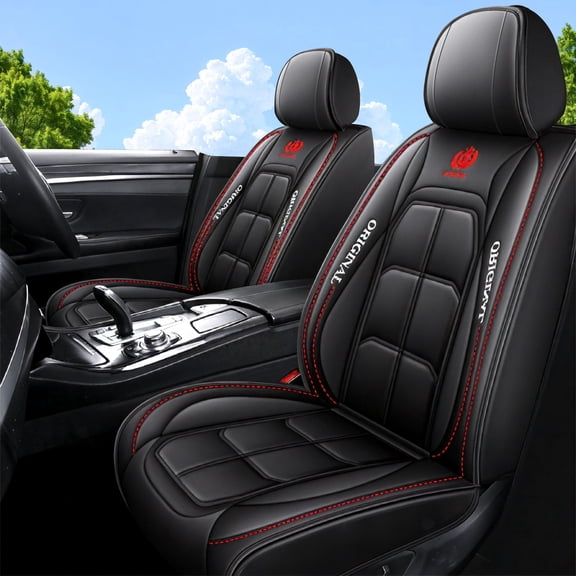 OTOEZ Universal Fit Diamond Pattern Leather Car Seat Covers, Full Coverage Waterproof, Airbag Compatible, All Season for Cars SUVs Trucks