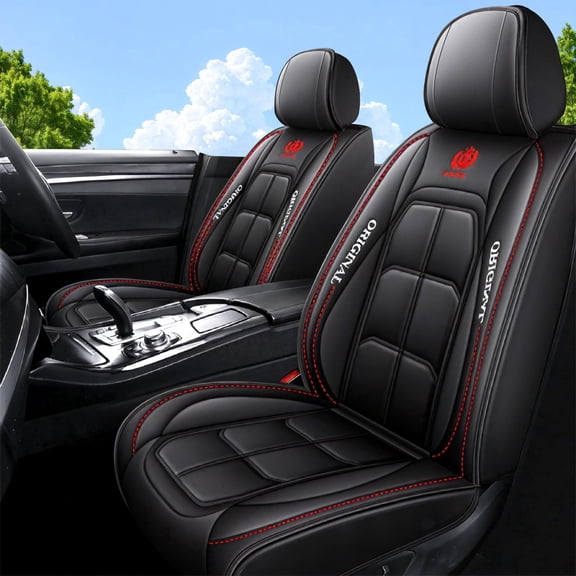OTOEZ Diamond Pattern Leather Car Seat Covers, Full Coverage 5-Seat Set, Universal Fit for Cars SUVs Trucks, Waterproof & Airbag Compatible