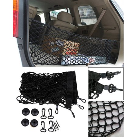 Universal Fit Elastic Mesh Car Trunk Cargo Net - Durable Nylon Rear Storage Organizer with Easy Mounting System TIKA