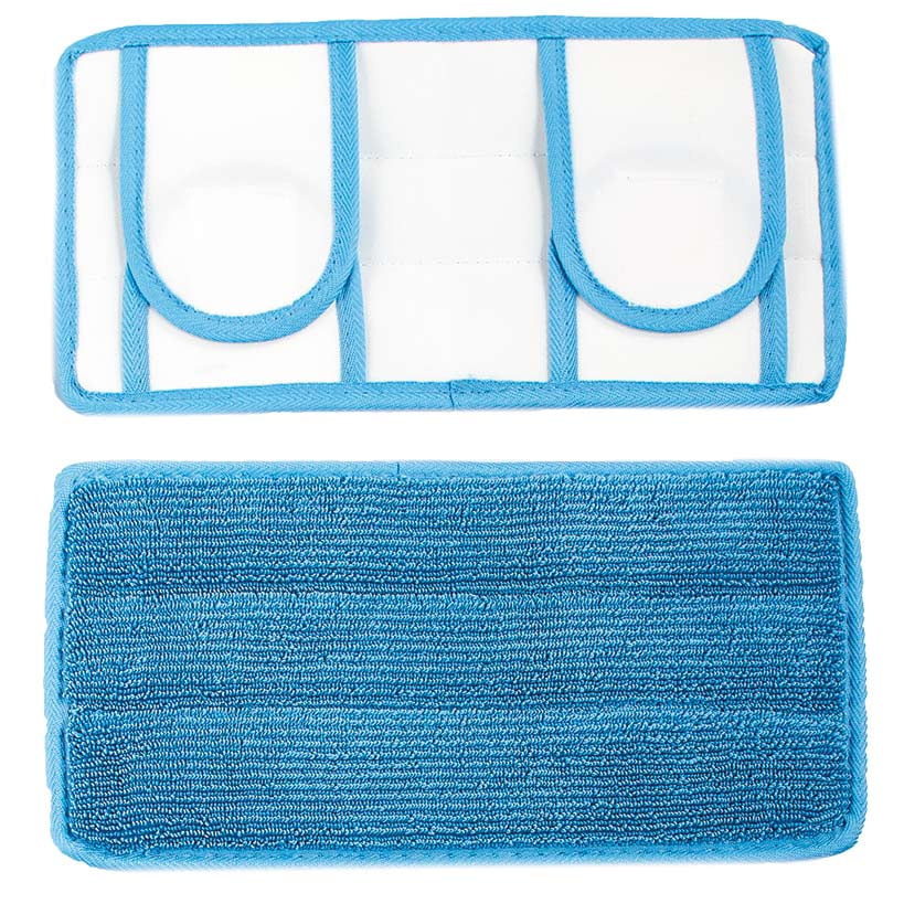 Set of 2 Blue and White Reusable Microfiber Mop Pads