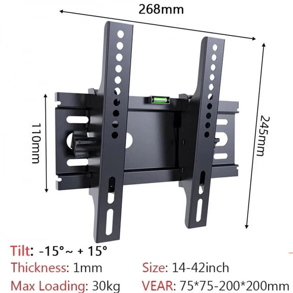 Universal Fixed TV Wall Mount Bracket for Most 14-42" LED, LCD Plasma TVs Space Saving Tilts Monitor stand Max VESA 200X200mm