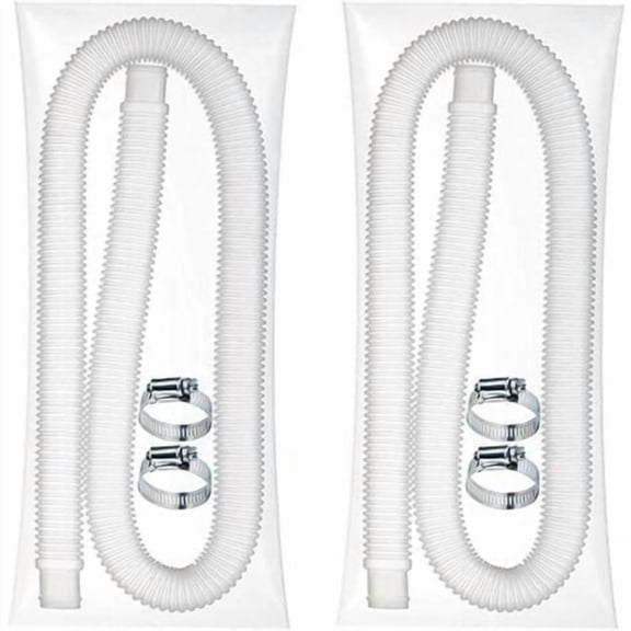 Universal Flexible Pool Hose - Replacement Hose for Above Ground Pool - 2 Soft Filter Pump Tubes with 4 Metal Clamps (Diameter: 32mm, Length: 1.5m) (2pcs)