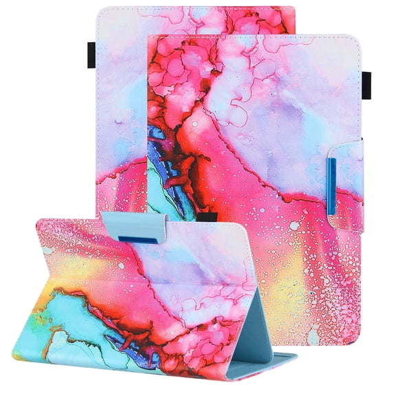 Universal Flip Cute Case for 7.9 /8.0/ 8.3 /8.4 Inch Tablet, for iPad Mini 7.9" /iPad Mini (6th Generation) 8.3" /Onn. 8" Tablet Pro /Samsung Galaxy Tab A 8.0" /Lenovo Tab M8 8" Tablet (C Red)