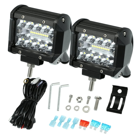 Universal Flood Spot Combo Driving Fog Lights for Offroad 16AWG 18LED 60W 12-24V 4" Aluminium Black