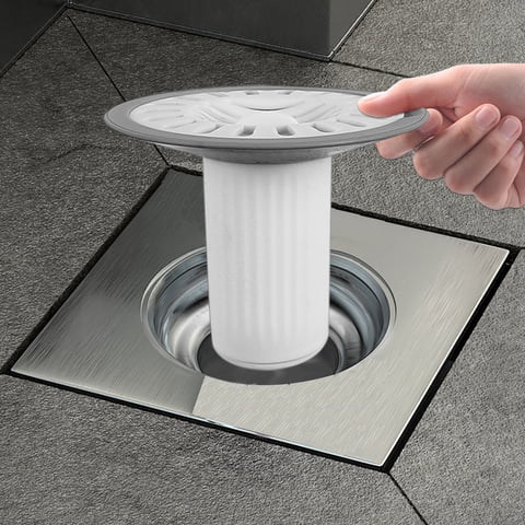 Universal Floor Drain Core Straight Odor Proof Seal - Automatic Closure Deodorizing Filter for Sewer Gas Backflow Prevention - Easy to Install Drain Cover for Bathroom Shower Kitchen Sink