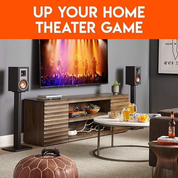 Universal Floor Speaker Stands - Vibration-Absorbing MDF Design Works with Klipsch, Polk, JBL & Other Bookshelf Speakers Or Studio Monitors - Includes Sound Iso Pads & Carpet Spikes