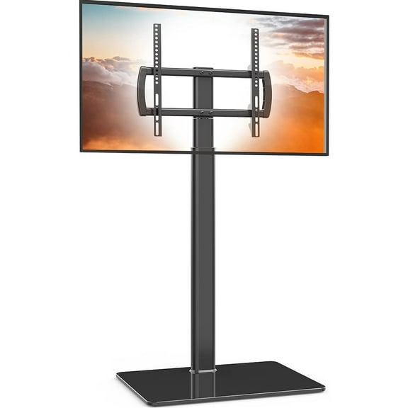 Universal Floor TV Stand with Mount 80 Degree Swivel Height Adjustable and Space Saving Design for Most 27 to 65 inch LCD, LED OLED TVs, Perfect for Corner & Bedroom HT1002B