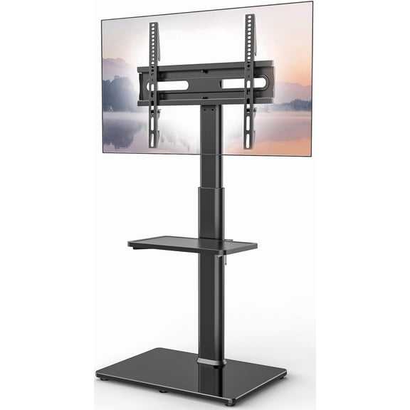 Universal Floor TV Stand with Mount 70 Swivel 9 Level Height Adjustable and Space Saving Design for 27 to 65 inch LCD, LED OLED TVs One Shelf