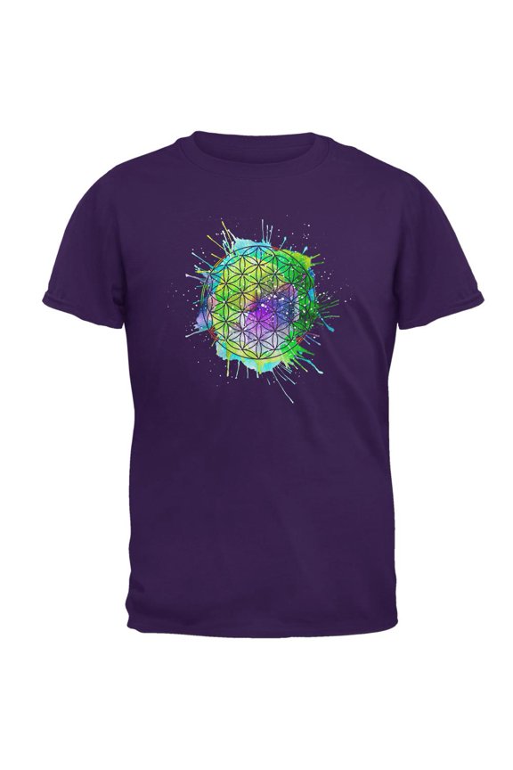 Universal Flower of Life Sacred Geometry Mens T Shirt Purple MD