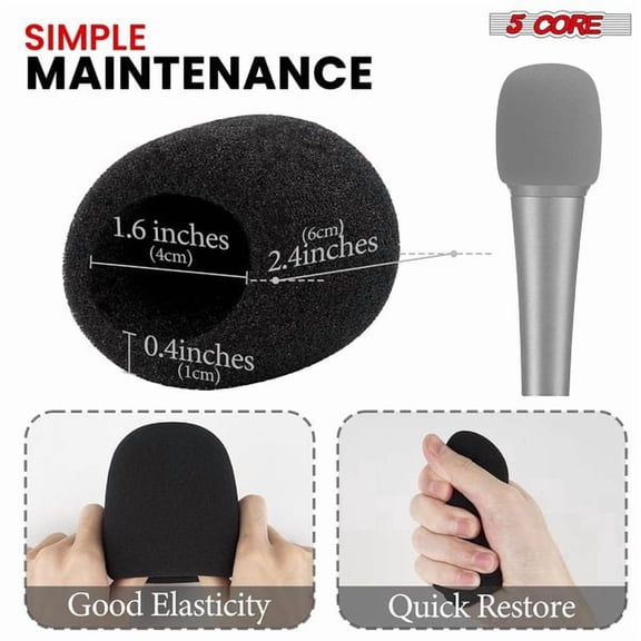Universal Foam Microphone Windscreen Cover for Handheld Microphones, Soft Windproof Noise Reduction Sponge, Washable Reusable Mic Cover for Recording, Podcast, Live Streaming, Speech & Karaoke
