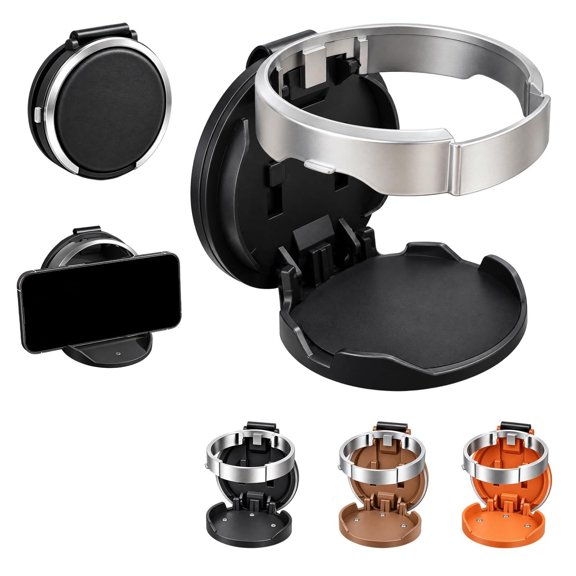 Universal Foldable Car Cup Holder with Hook, Foldable Clip-On Drink Holder Portable Multifunctional Foldable Car Door Cup Holder