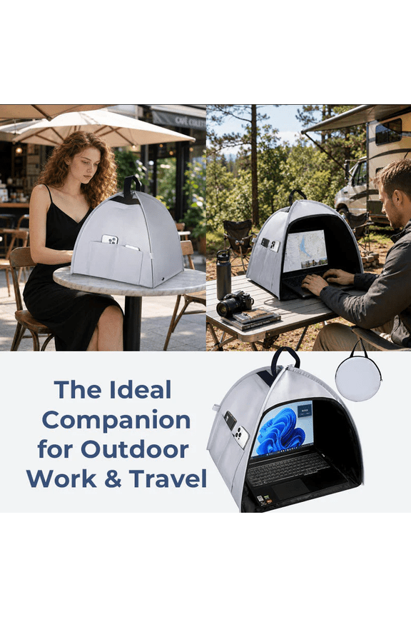 Universal Foldable Laptop Sun Shade - LAPTOP SUN SHADE AND PRIVACY SHIELD Built In Storage Pocket For Pens Cables Notes Compact Fits In Backpack Or Luggage