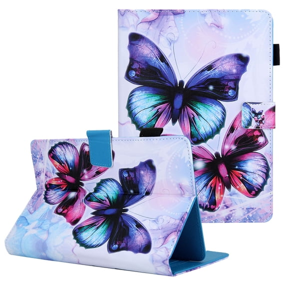 Universal Folio Case for 7 Inch Tablet, Allytech Slim Anti-Slip Stand Magnetic Cover Wallet Case with Pen Holder, for RCA/Samsung/ASUS/Dragon Touch 7-inch, Fire 7 Tablet & More, Butterfly