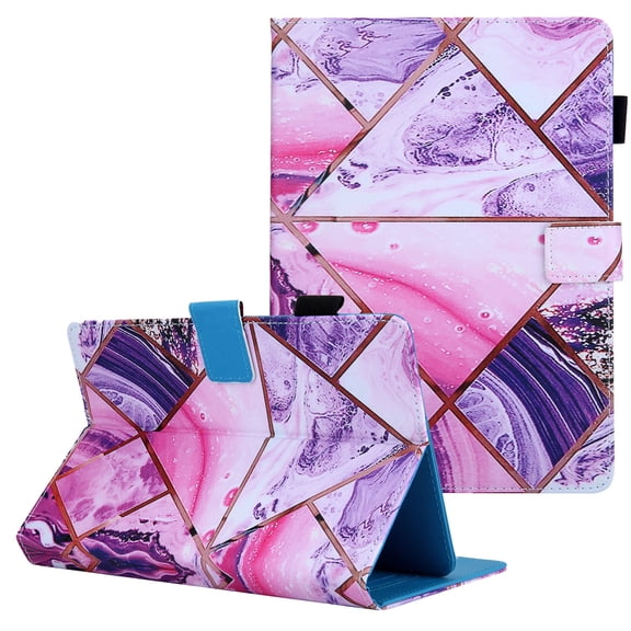 Universal Folio Case for 8 Inch Tablet, Allytech Slim Anti-Slip Stand Magnetic Cover Wallet Case with Pen Holder, for Galaxy Tab A 8.0", Lenovo Tab 8, Fire HD 8 Plus 2020 & More, Purple Marble