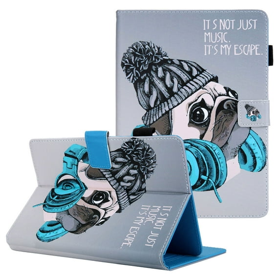 Universal Folio Case for 9.6-10.5 Inch Tablet, Allytech Slim Anti-Slip Stand Magnetic Cover Wallet Case with Pen Holder, for Galaxy Tab A 9.7 10.1 10.5, Dragon Touch K10 & More, Music Cat