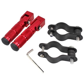 Universal Foot Pegs Folded Non-Skid Footpeg Rear Pedals for Motorbikes Bikes Cycling Foot Pegs Rests Pedals with Brackets Spanner - Red